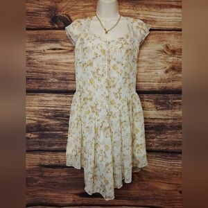 Cider Gold Yellow Pleated Tiered Sundress Size XS